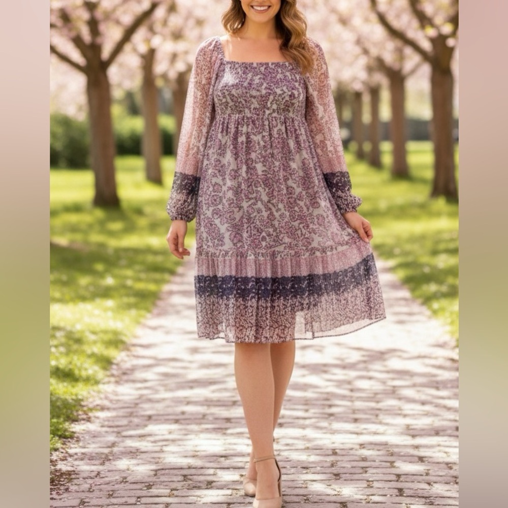 Maison Tara Victoria Mesh Smocked Dress